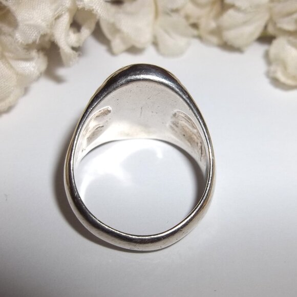 Vintage Turquoise Silver Navajo Ring Phoenix Unisex US Size 8.25 Jewelry D162 - Picture 3 of 6